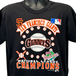 Vintage San Francisco SF Giants 1989 World Series T Shirt Mens L Large Black 80s